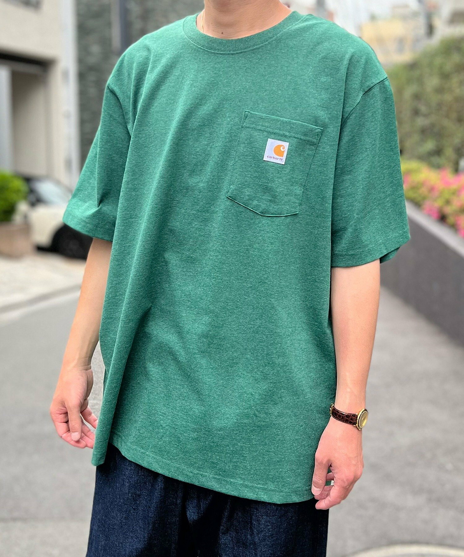 Carhartt/(M)ワンポイントロゴ ポケ付き半袖Tシャツ
